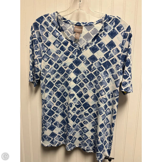 Top 3/4 Sleeve By Chicos In Blue & White, Size: S