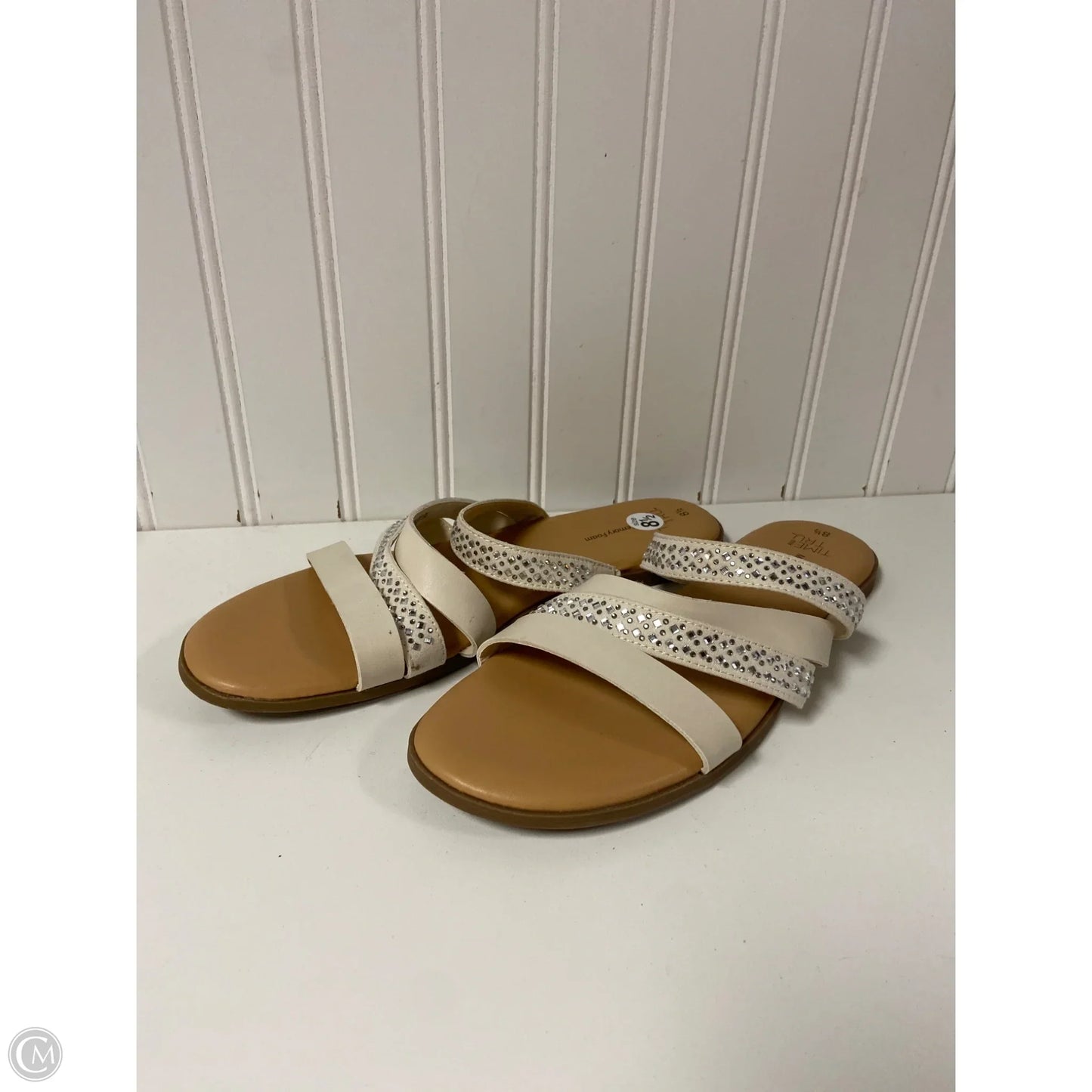 Sandals Flats By Time And Tru In Cream, Size: 8.5