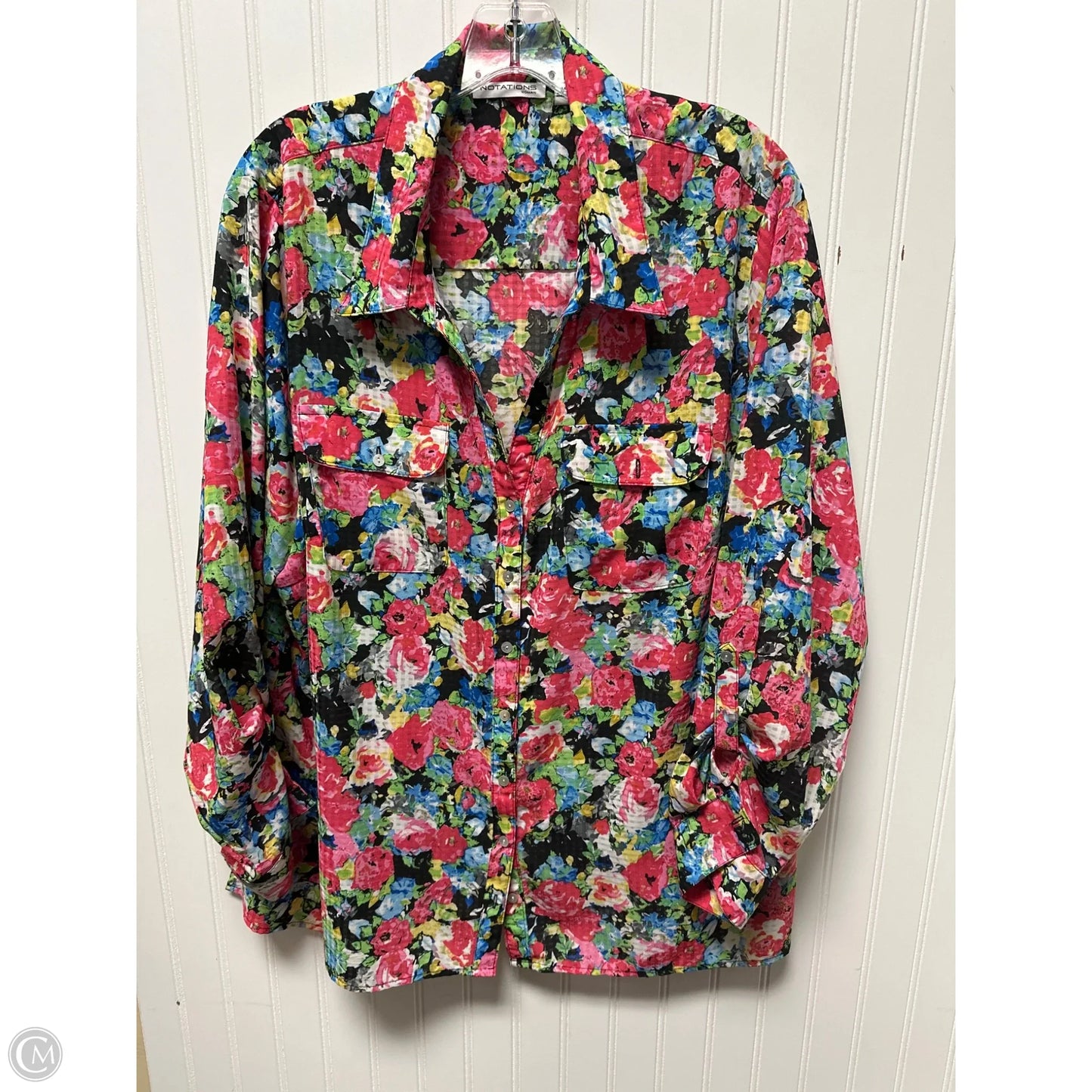 Top Long Sleeve By Notations In Multi-colored, Size: 3x