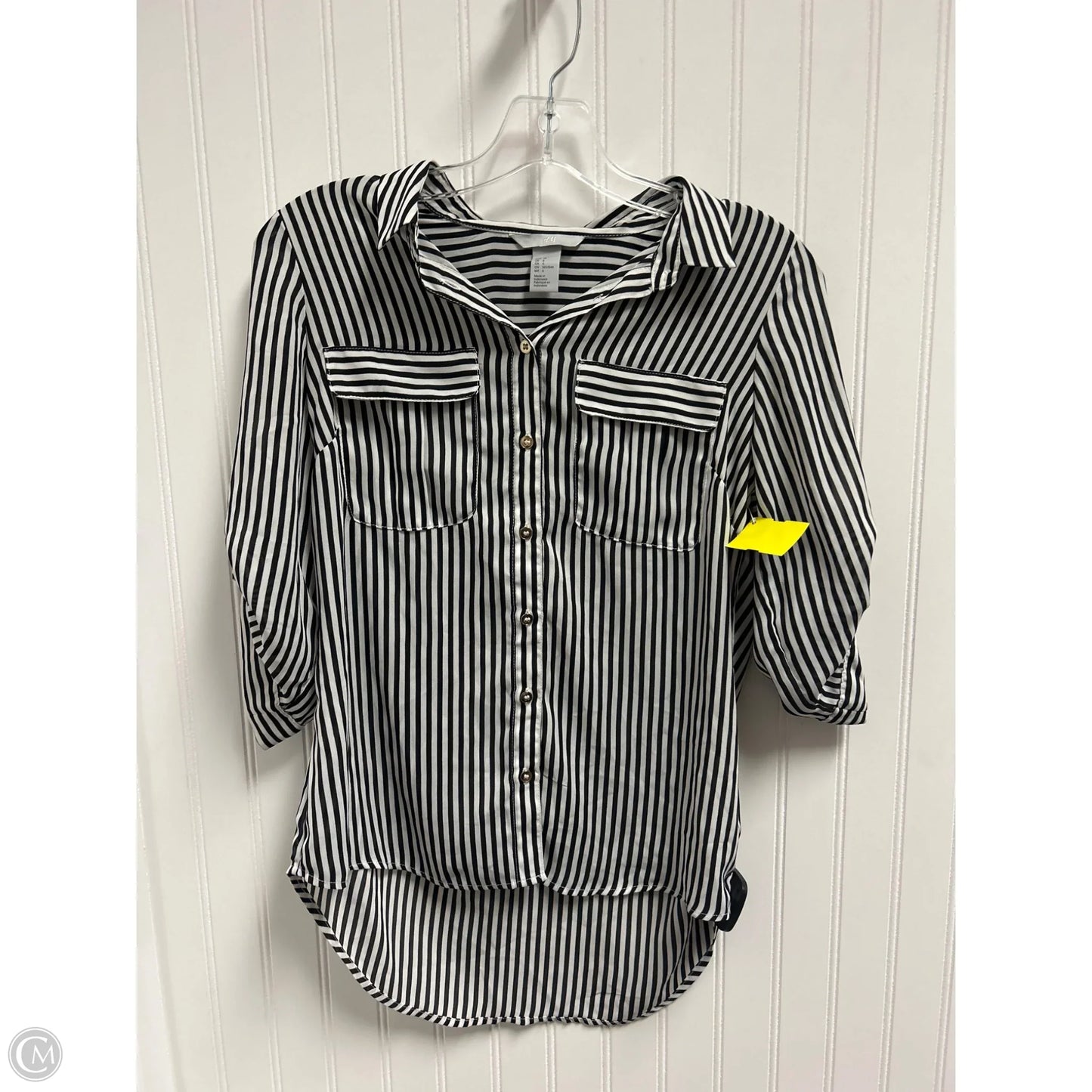 Top 3/4 Sleeve By H&m In Black & White, Size: S