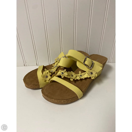 Sandals Heels Wedge By Annie In Yellow, Size: 7.5