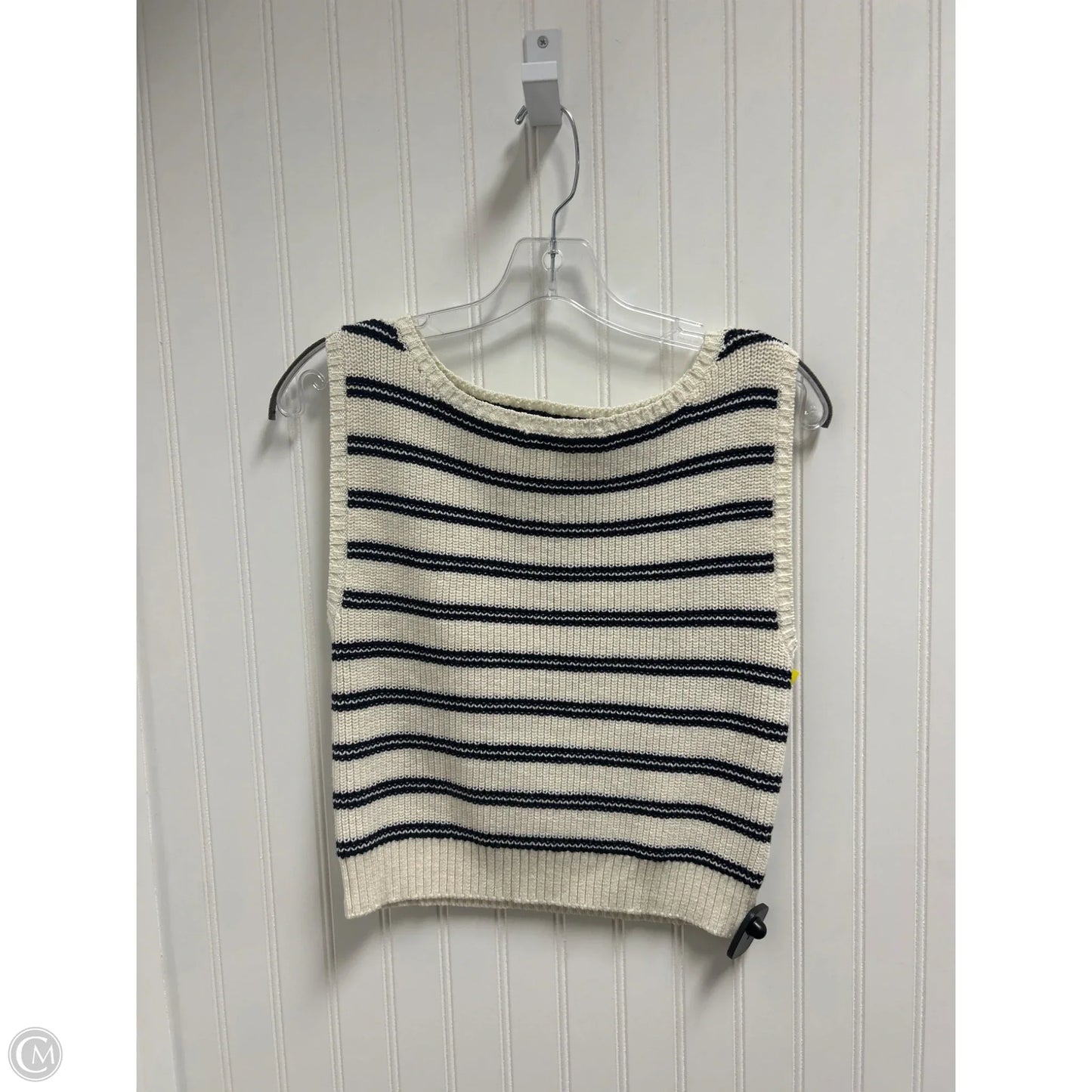 Sweater Short Sleeve By Clothes Mentor In Blue & Cream, Size: L