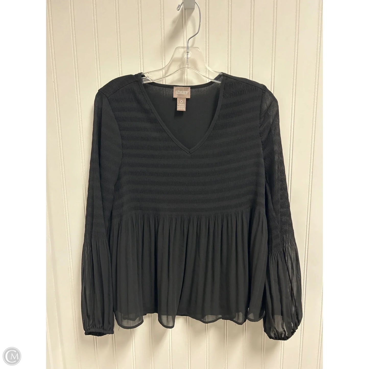 Top Long Sleeve By Chicos In Black, Size: S