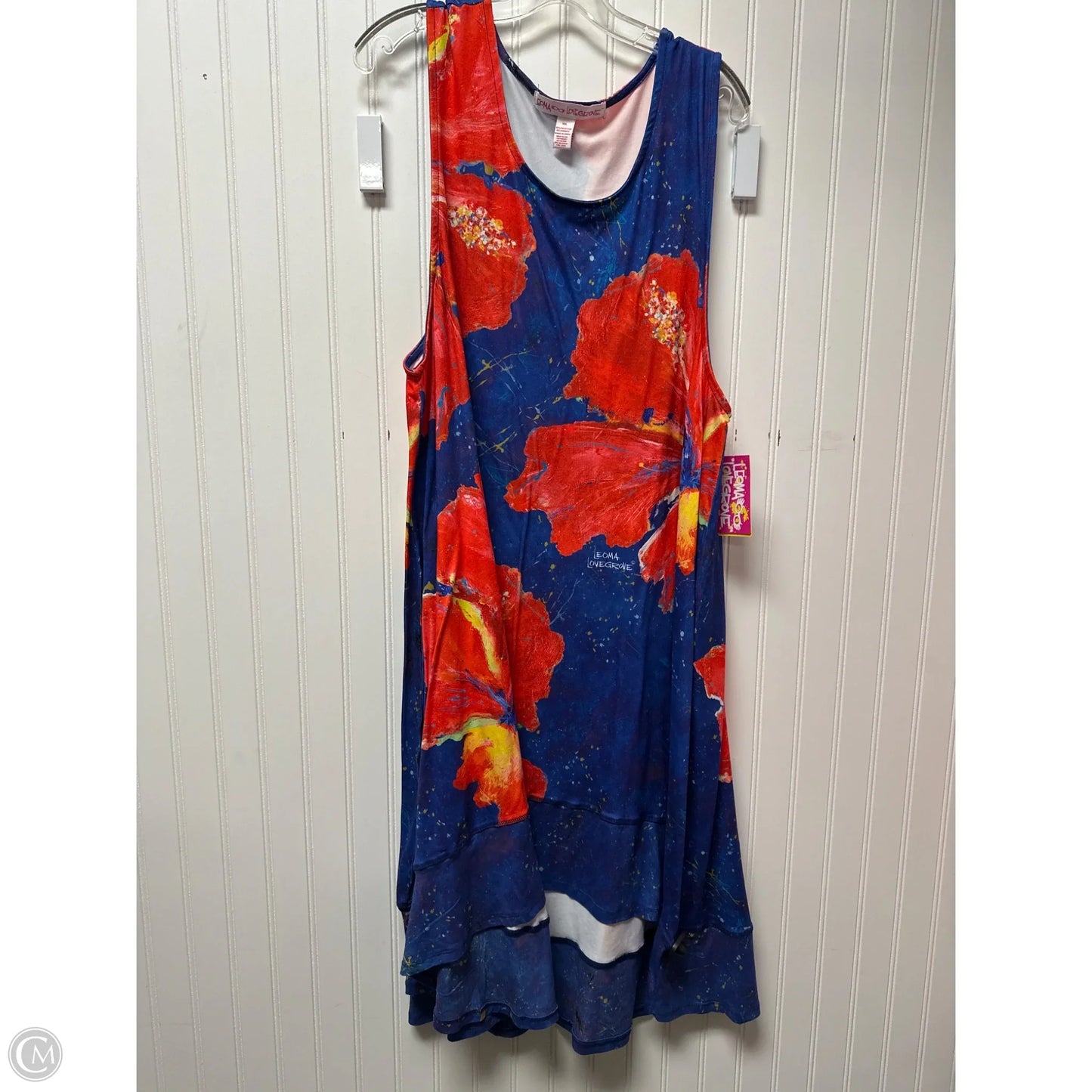 Dress Casual Midi By Leoma Lovegrove In Blue & Red, Size: 2x