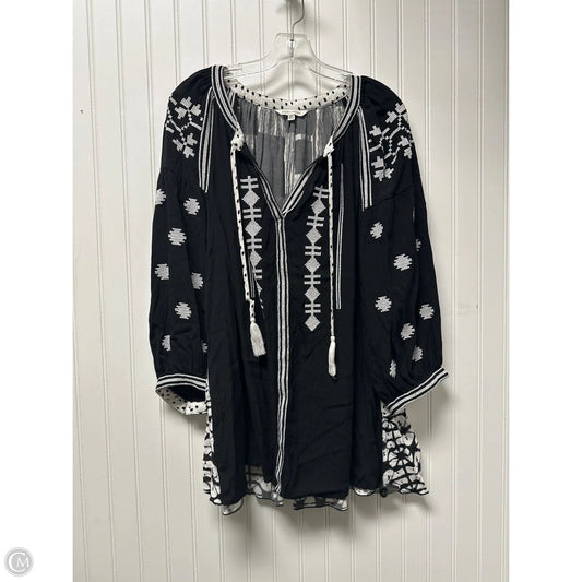 Top Long Sleeve By John Mark In Black & White, Size: 2x
