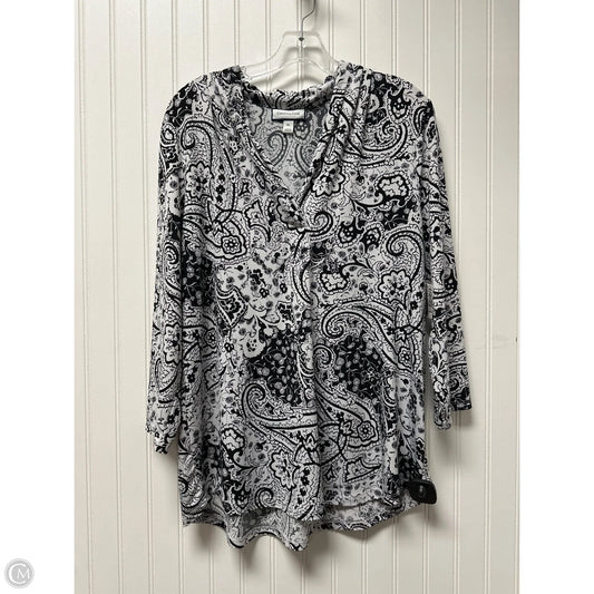 Top 3/4 Sleeve By Charter Club In Black & White, Size: Xl