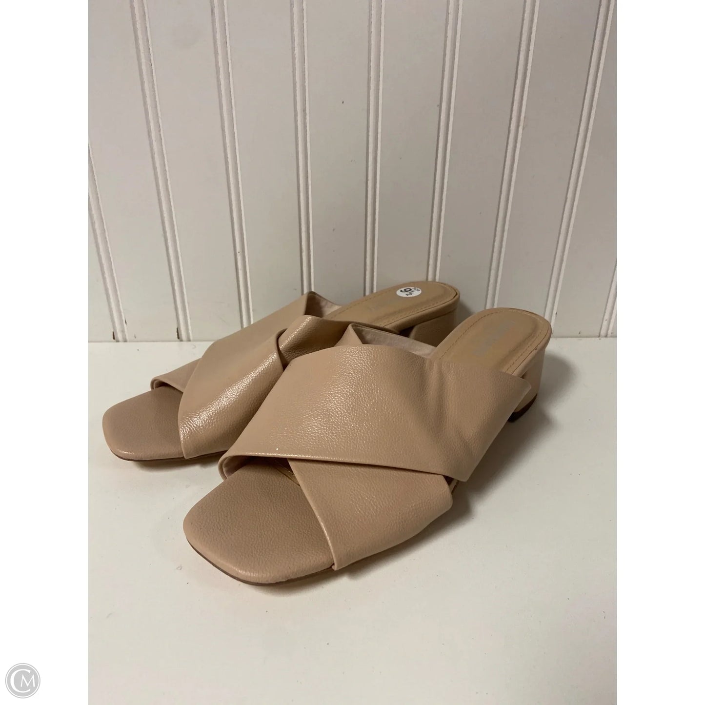 Sandals Heels Block By Cushionaire In Beige, Size: 9.5