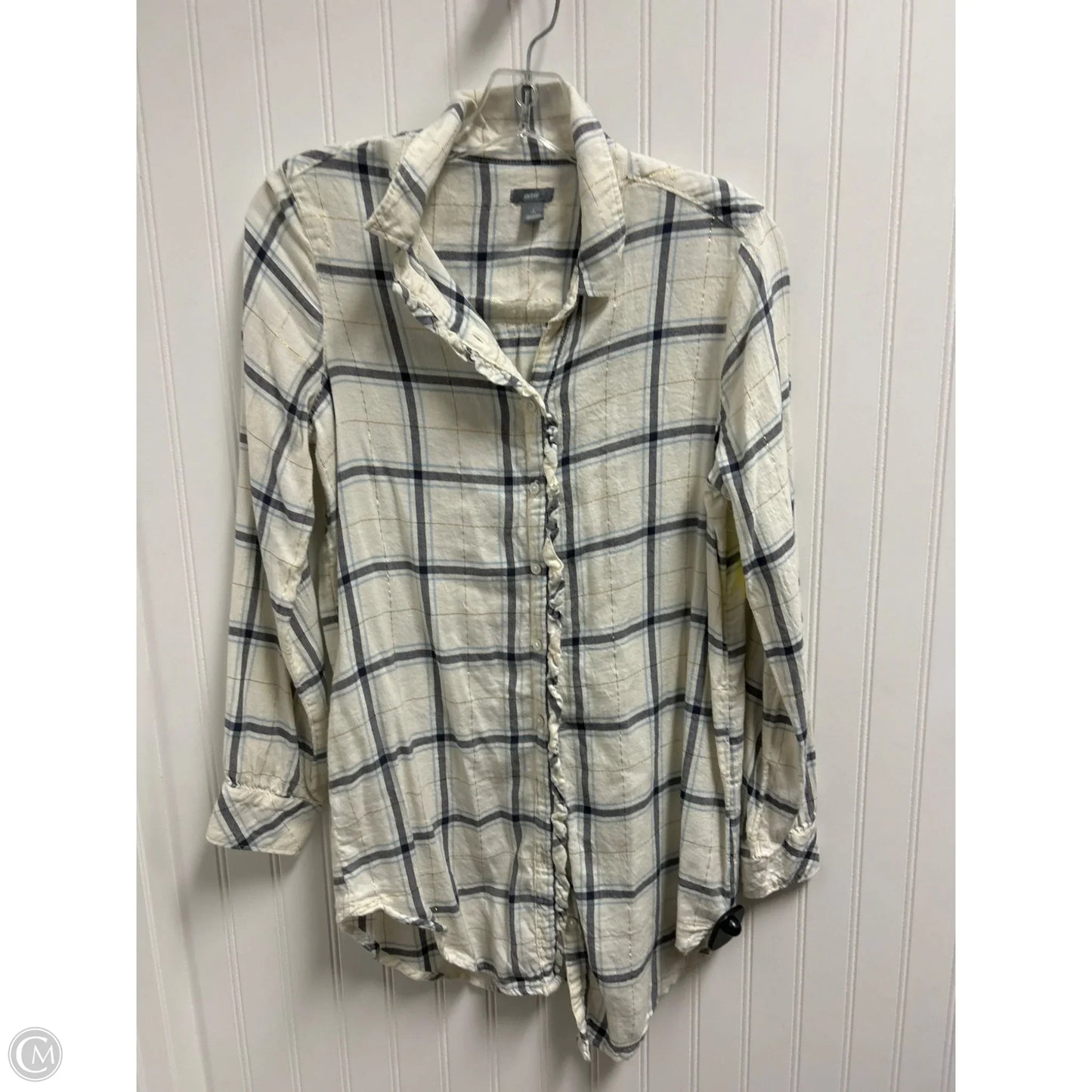 Top Long Sleeve By Aerie In Plaid Pattern, Size: S