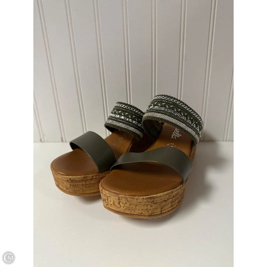 Sandals Heels Wedge By Toscanella In Green, Size: 7.5
