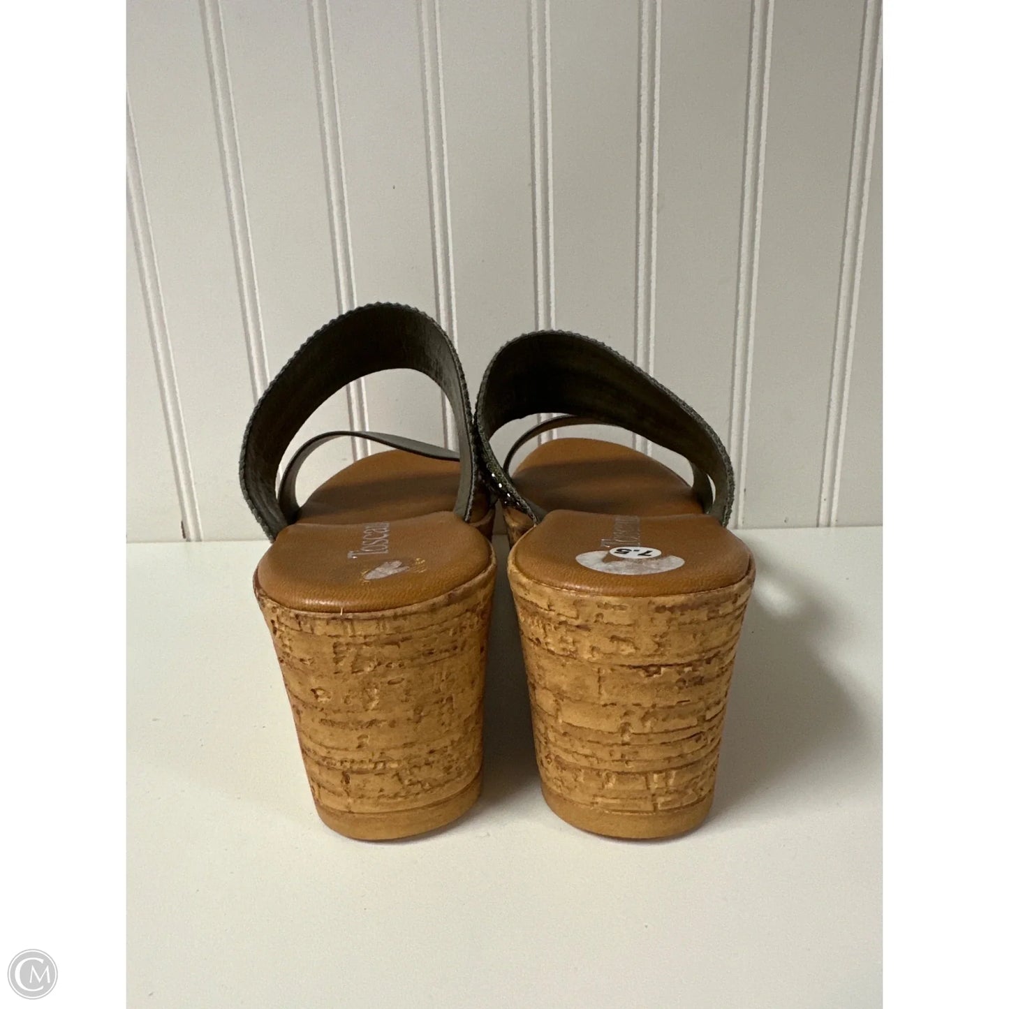 Sandals Heels Wedge By Toscanella In Green, Size: 7.5