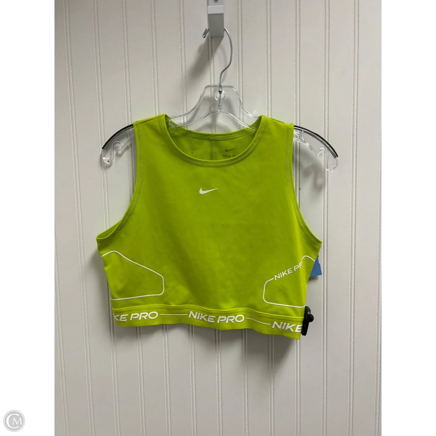 Athletic Tank Top By Nike In Green & White, Size: M