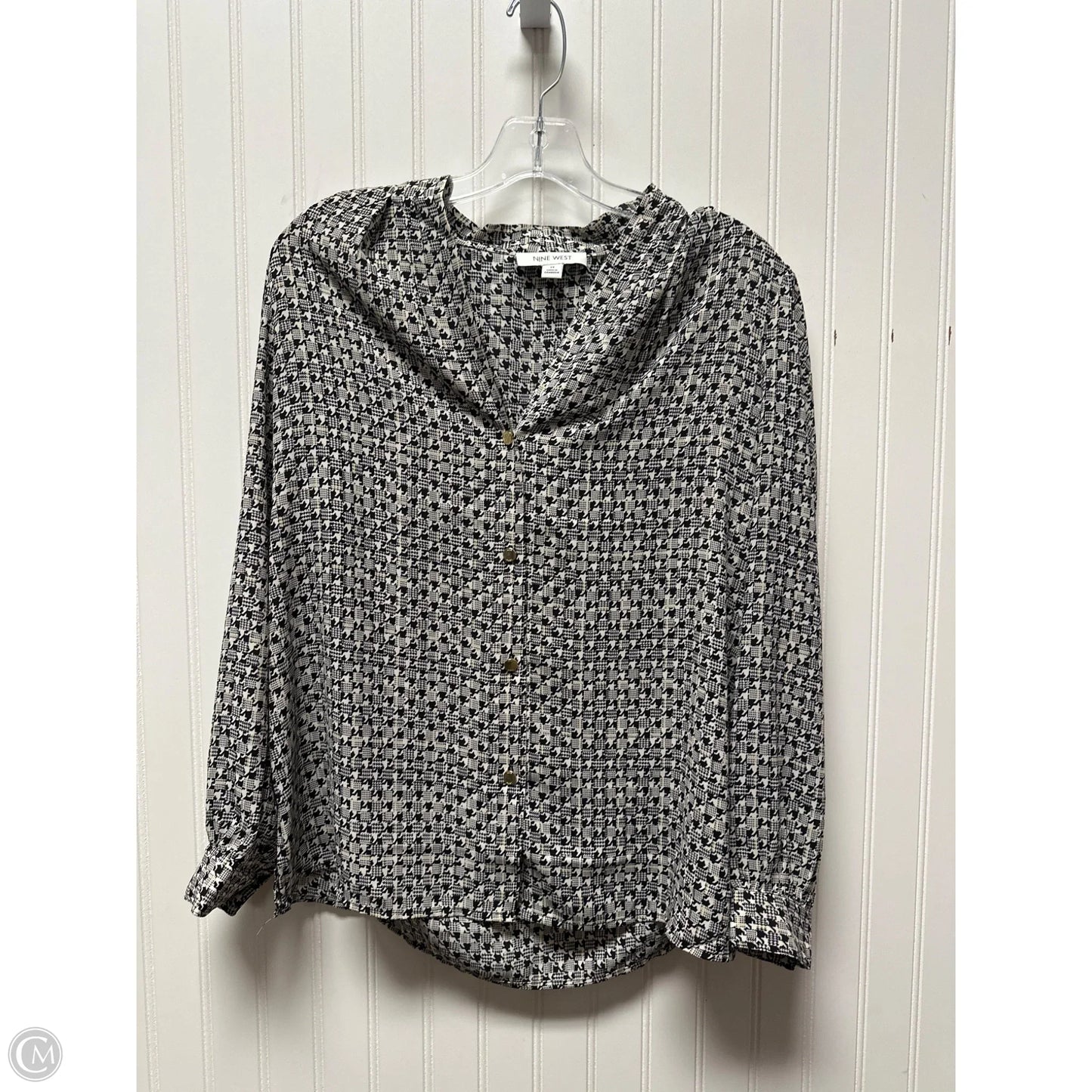 Top Long Sleeve By Nine West In Black & Cream, Size: M