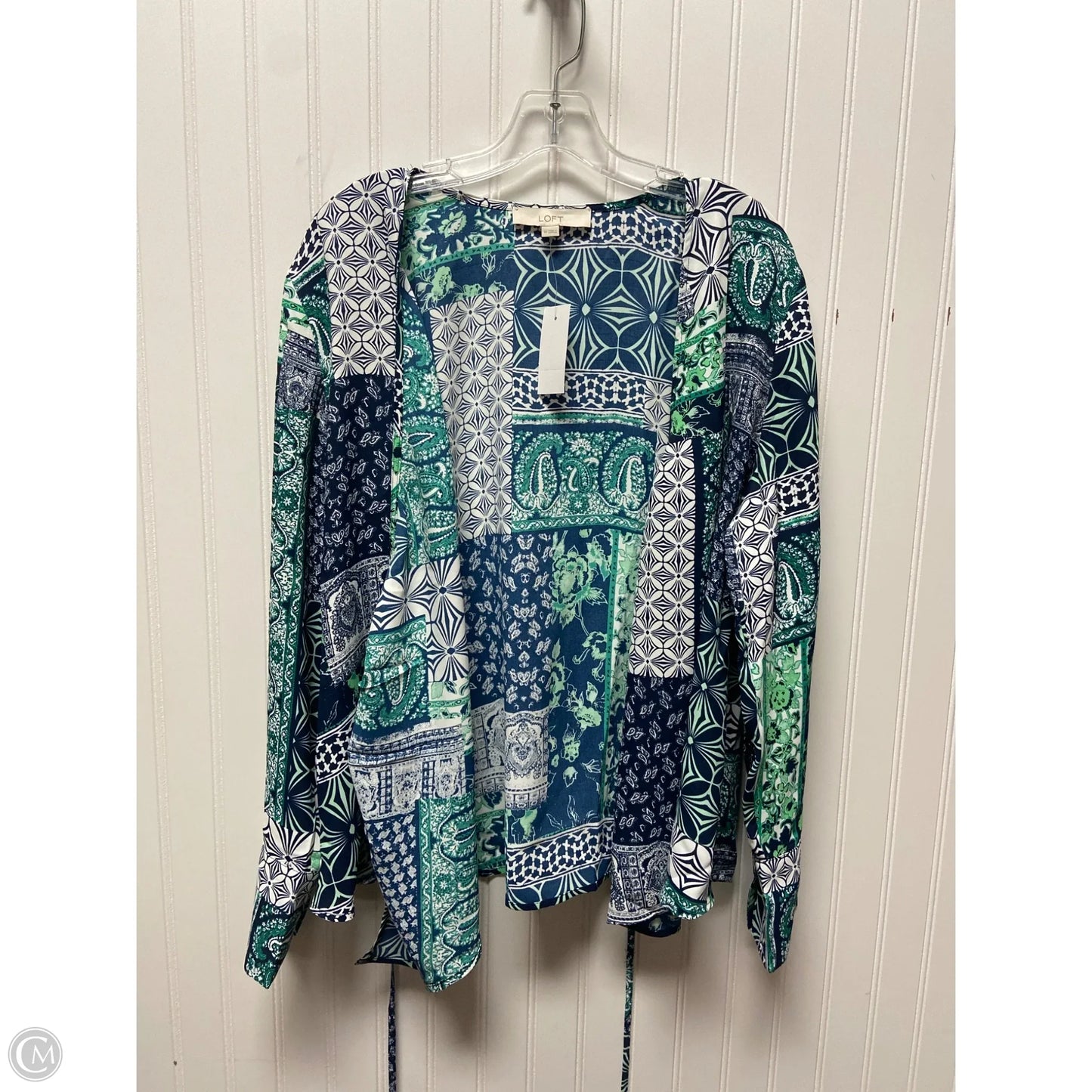 Top Long Sleeve By Loft In Blue & Green, Size: M