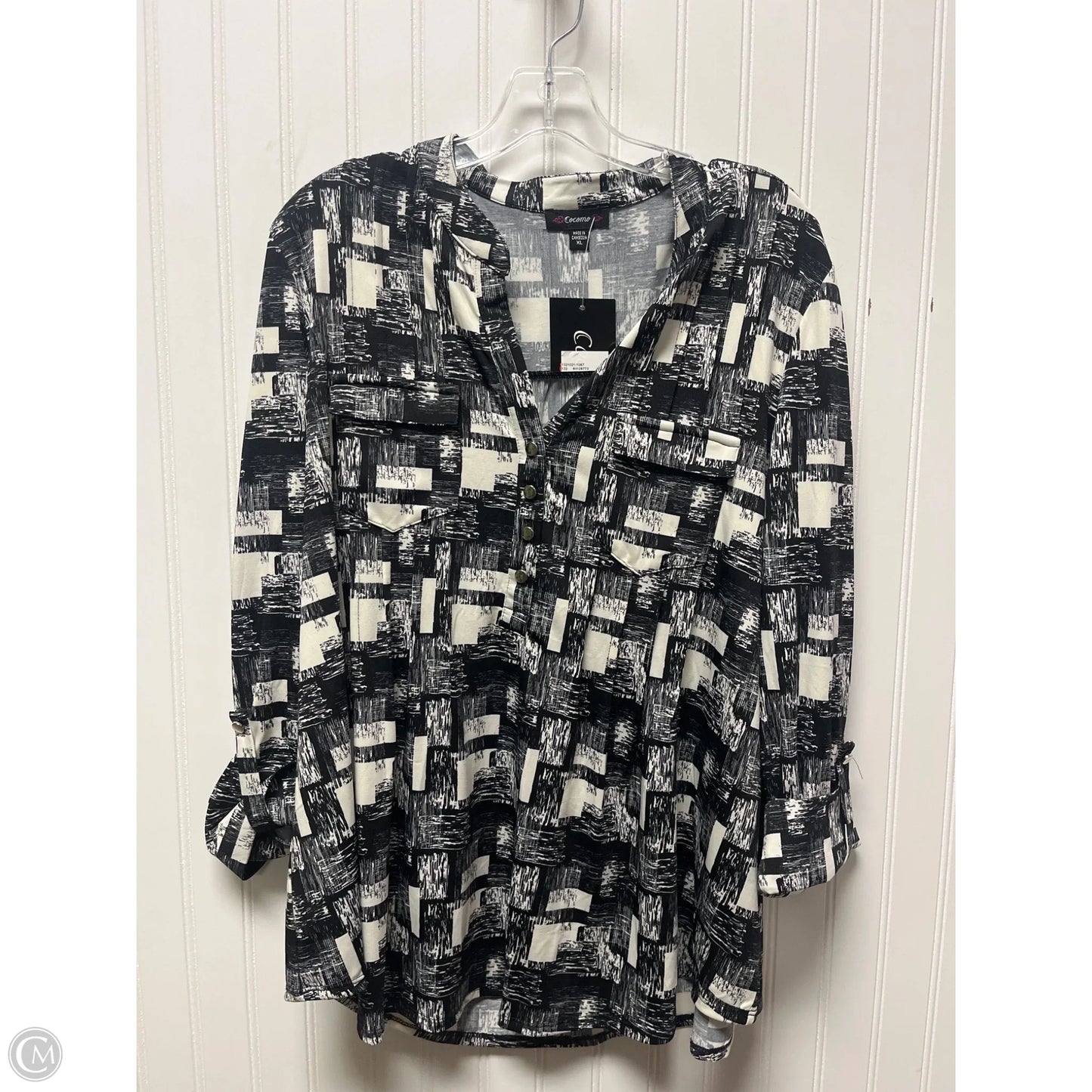 Top Long Sleeve By Cocomo In Black & White, Size: Xl