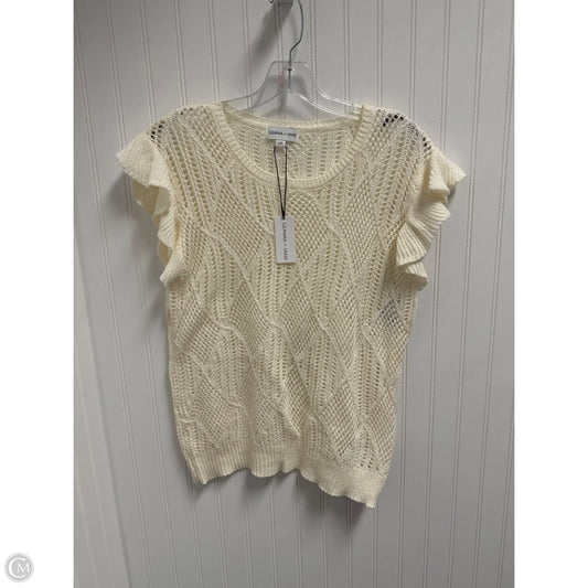 Sweater Short Sleeve By Clothes Mentor In Cream, Size: L