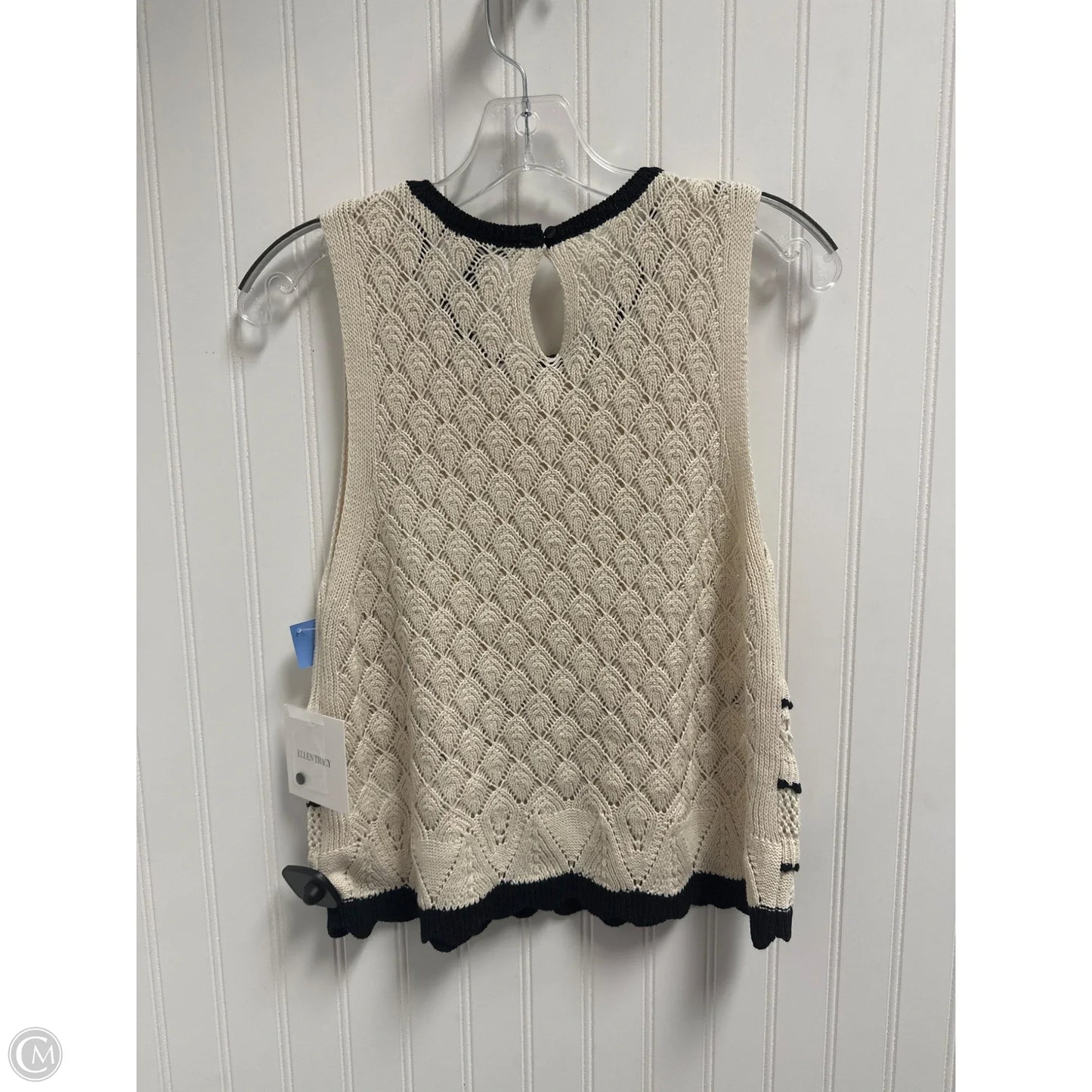 Sweater Short Sleeve By Ellen Tracy In Black & Cream, Size: M