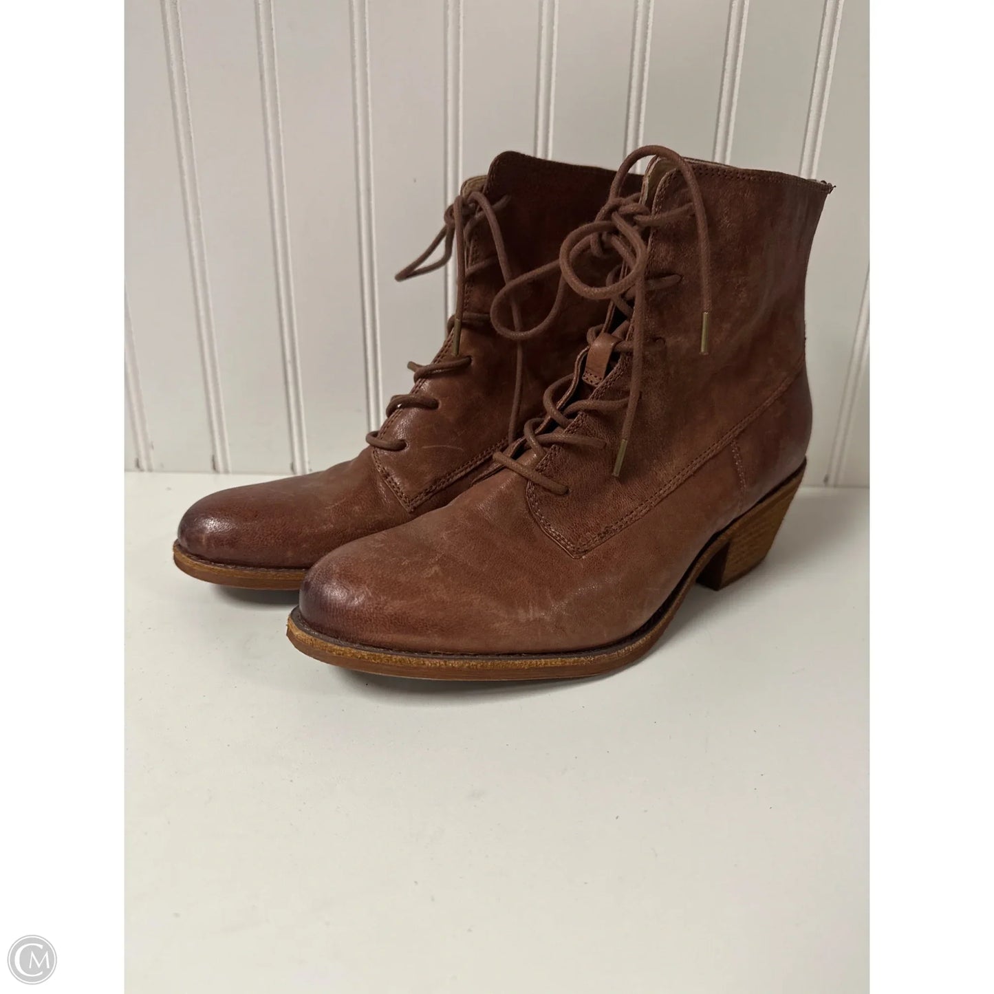 Boots Ankle Heels By Sofft In Brown, Size: 9.5