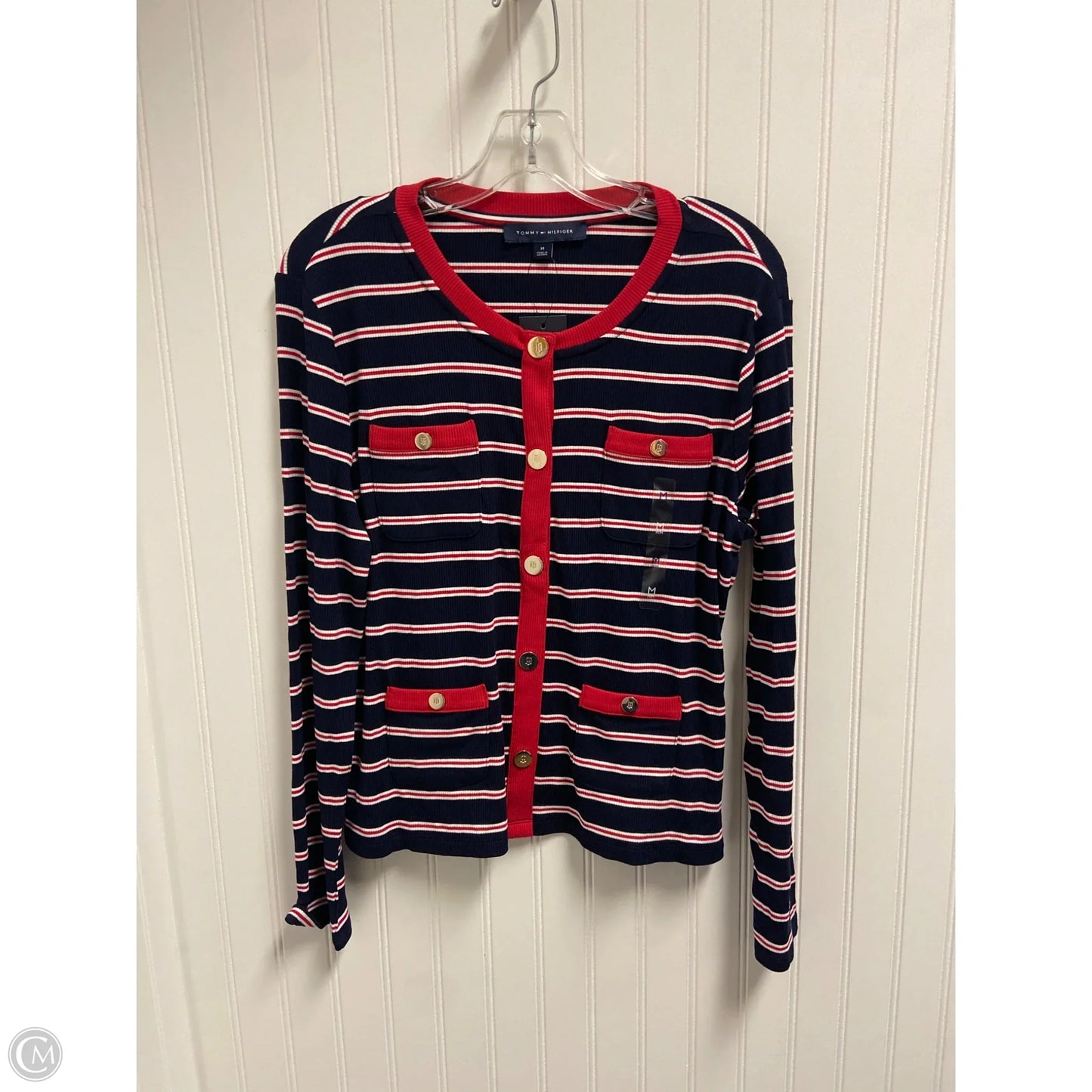Top Long Sleeve By Tommy Hilfiger In Blue & Red, Size: M