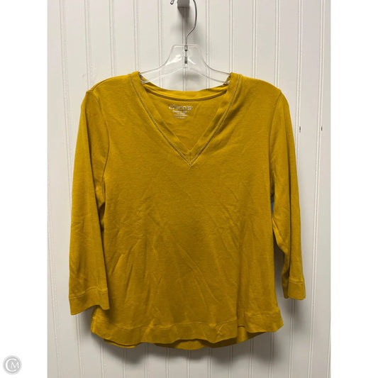 Top 3/4 Sleeve By Chicos In Yellow, Size: M