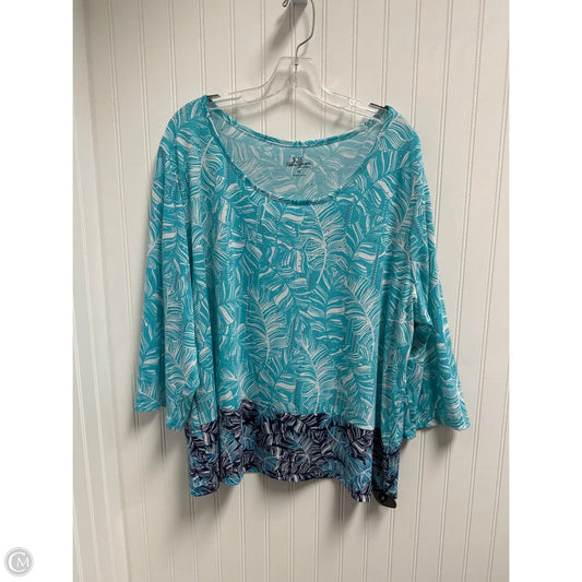 Top 3/4 Sleeve By Clothes Mentor In Blue & White, Size: 3x