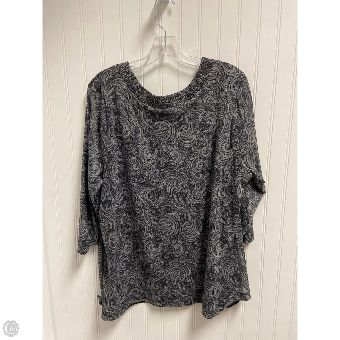 Top 3/4 Sleeve By Croft And Barrow In Black & Grey, Size: 2x