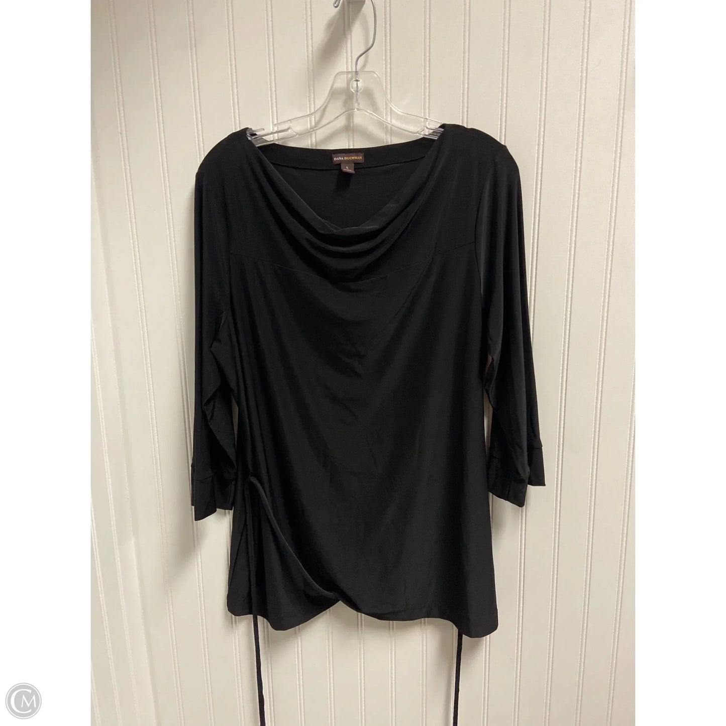 Top 3/4 Sleeve By Dana Buchman In Black, Size: L