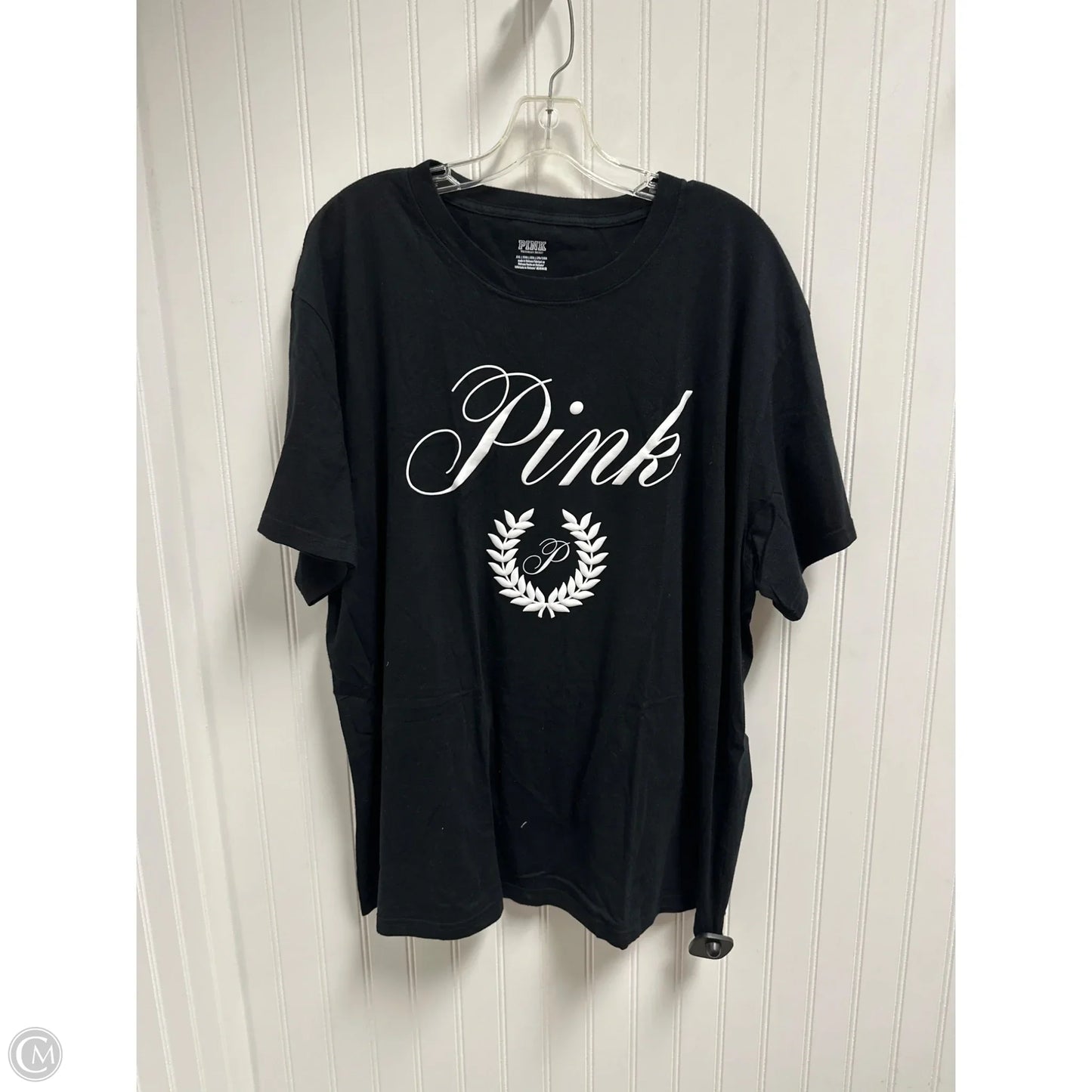 Top Short Sleeve Basic By Pink In Black, Size: 2x