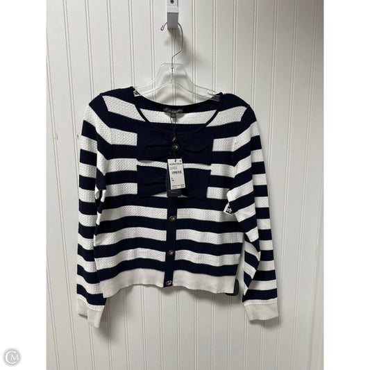 Top Long Sleeve By Adrianna Papell In Blue & White, Size: M