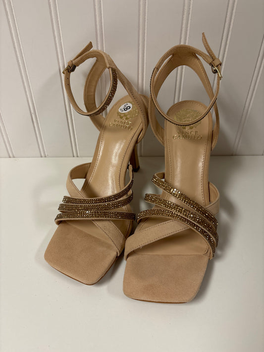 Sandals Heels Stiletto By Vince Camuto In Tan, Size: 8.5