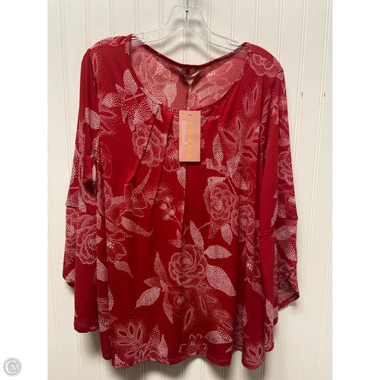 Top Long Sleeve By Clothes Mentor In Red & White, Size: 2x