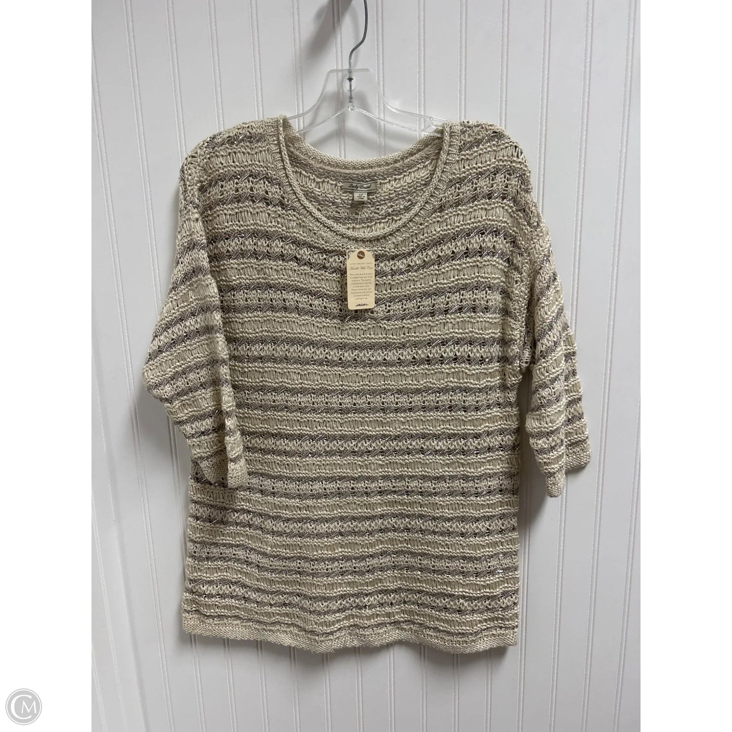 Sweater By Lucky Brand In Cream, Size: 1x