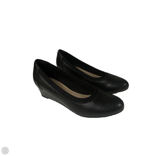 Shoes Heels Wedge By Clarks In Black, Size: 6.5