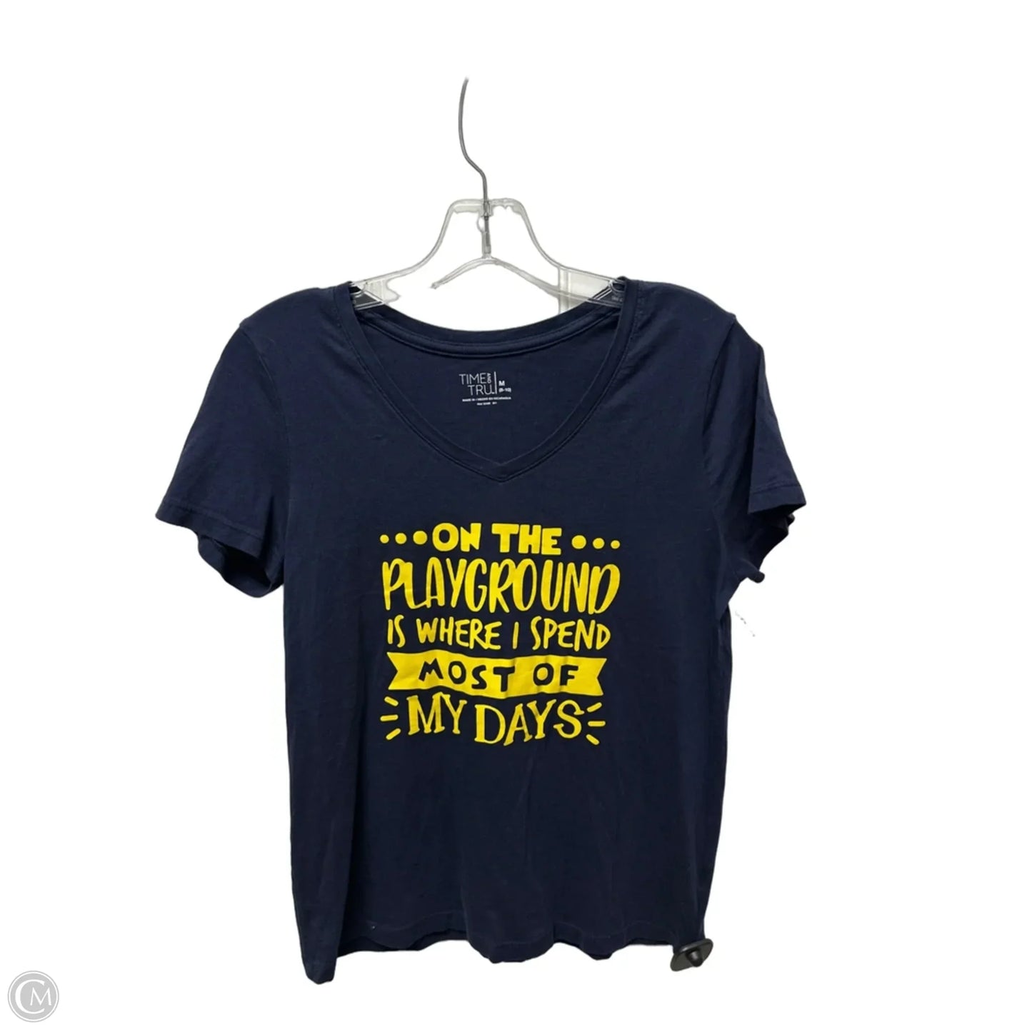Top Short Sleeve Basic By Time And Tru In Navy, Size: M