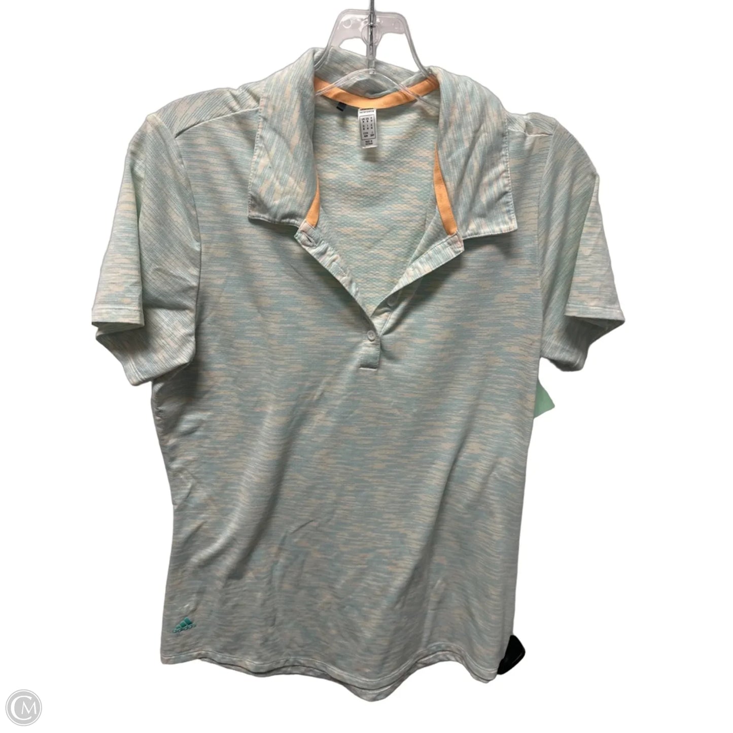Athletic Top Short Sleeve By Adidas In Teal, Size: M