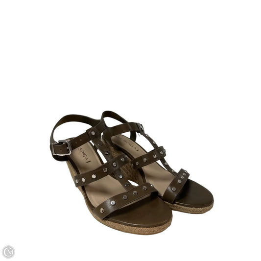 Sandals Heels Wedge By Via Spiga In Brown, Size: 7.5