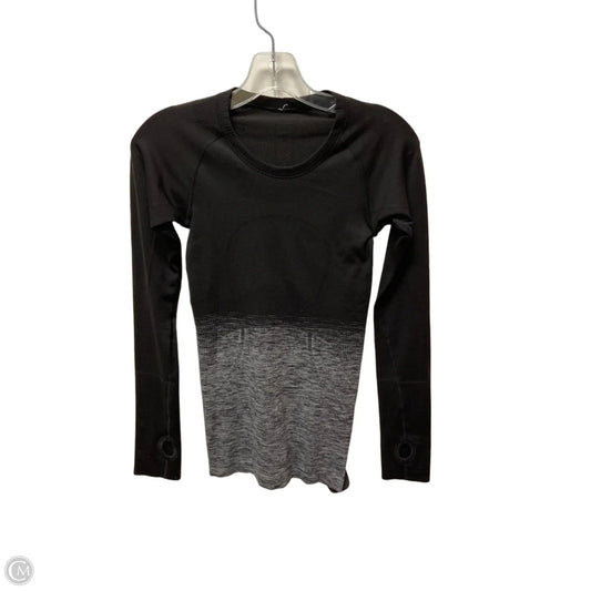 Athletic Top Long Sleeve Crewneck By Lululemon In Black & Grey, Size: Xs