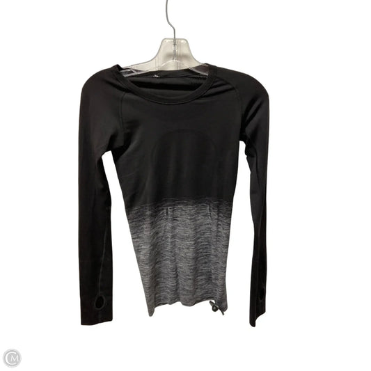 Athletic Top Long Sleeve Crewneck By Lululemon In Black & Grey, Size: Xs