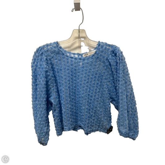 Top Long Sleeve By Zara In Blue, Size: S