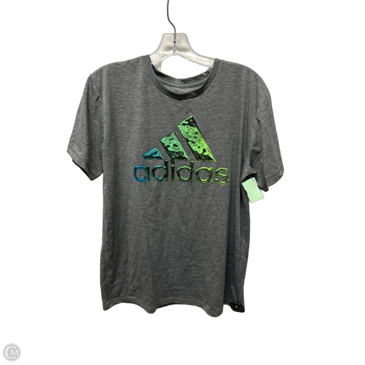 Athletic Top Short Sleeve By Adidas In Grey, Size: Xl