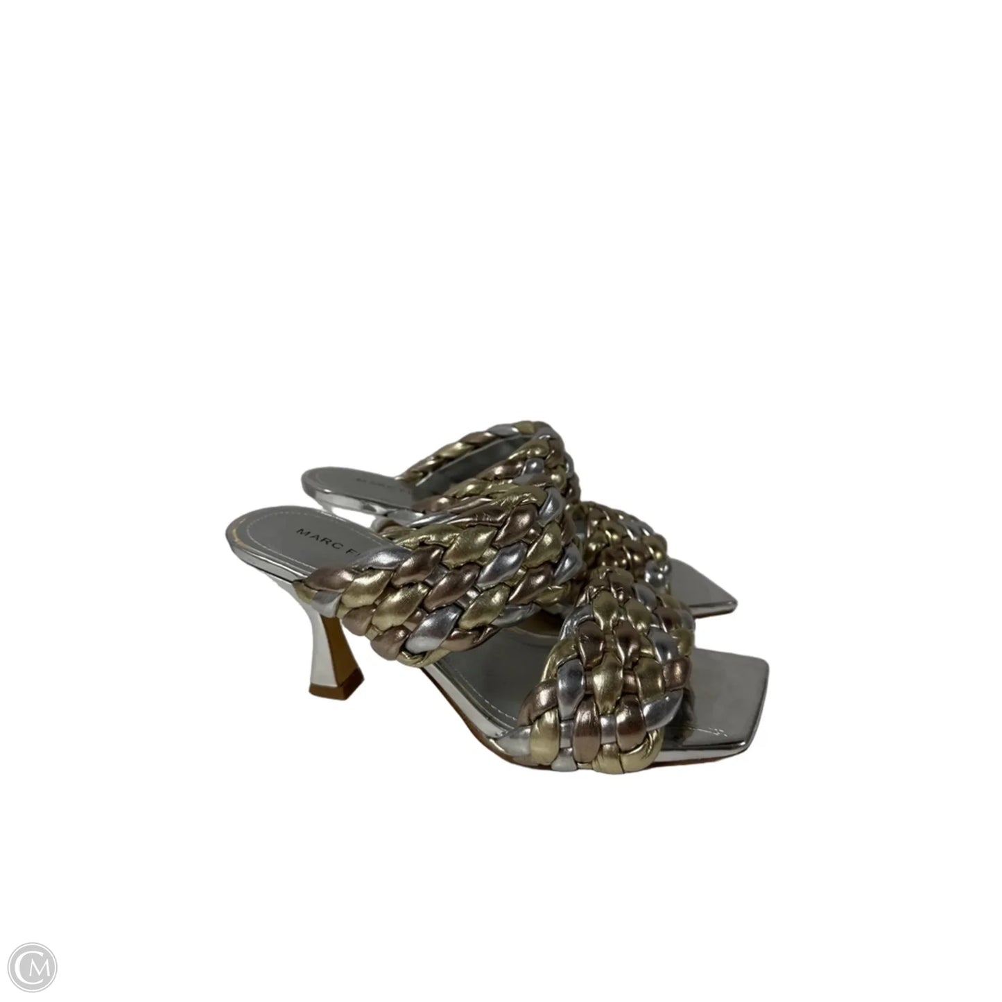 Sandals Heels Kitten By Marc Fisher In Silver, Size: 7.5