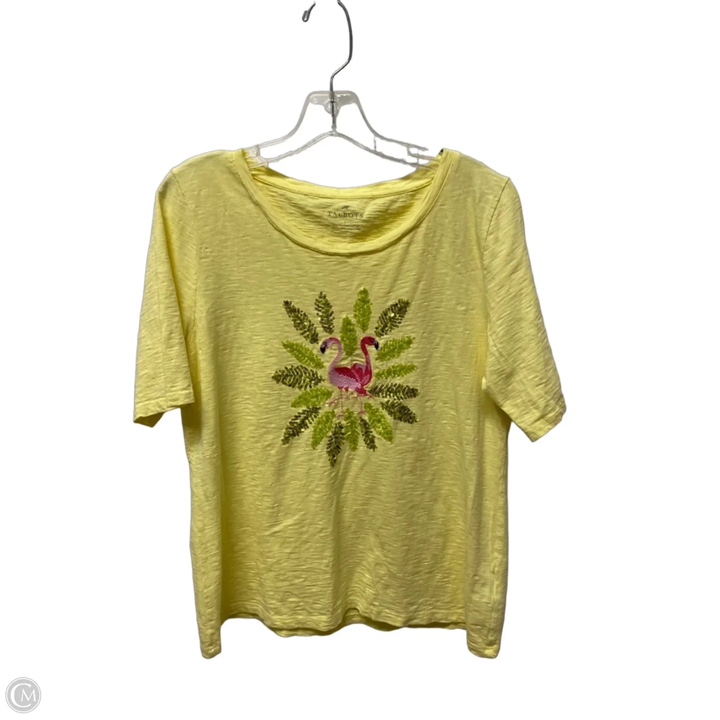Top Short Sleeve Basic By Talbots In Yellow, Size: L