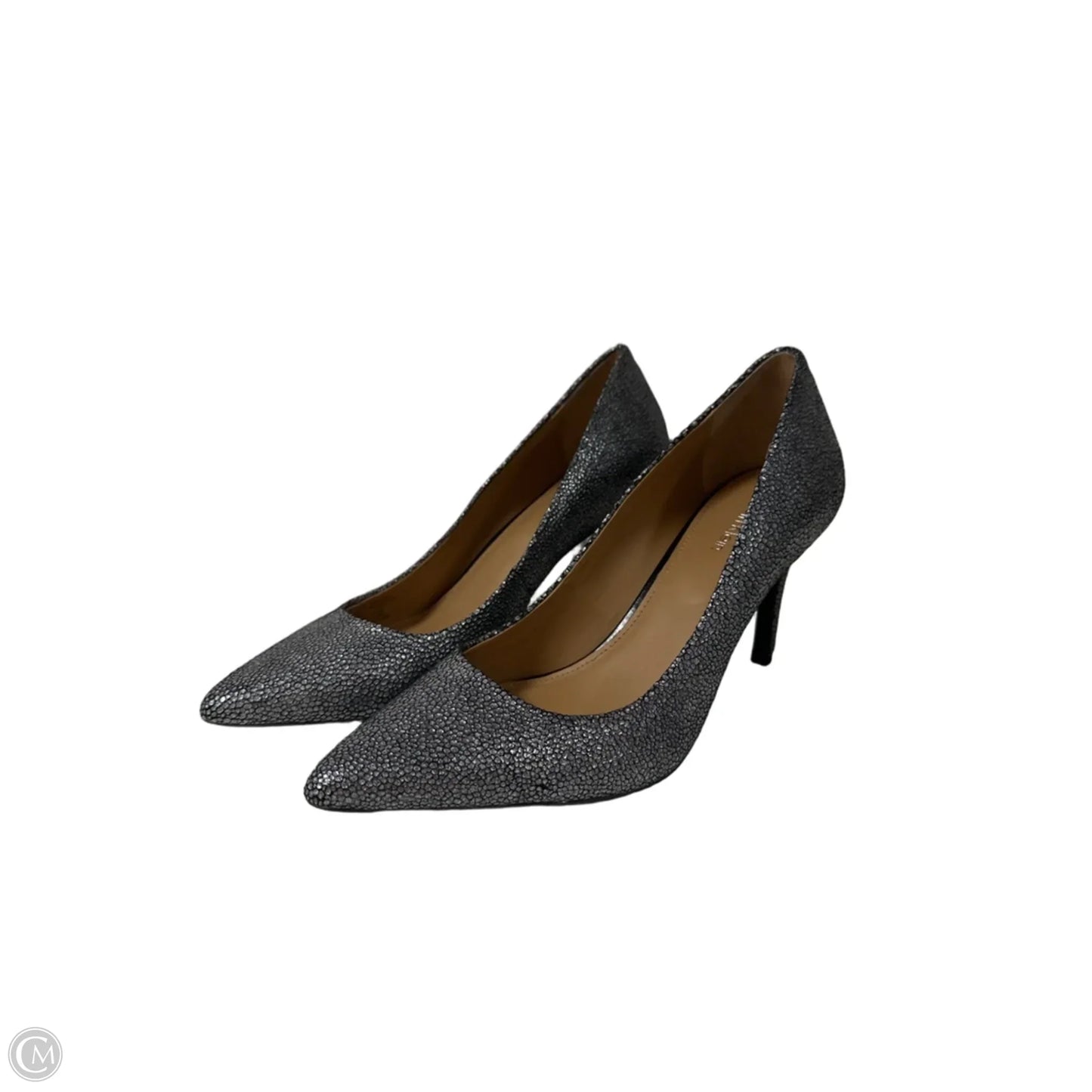 Shoes Heels Stiletto By Calvin Klein In Silver, Size: 7