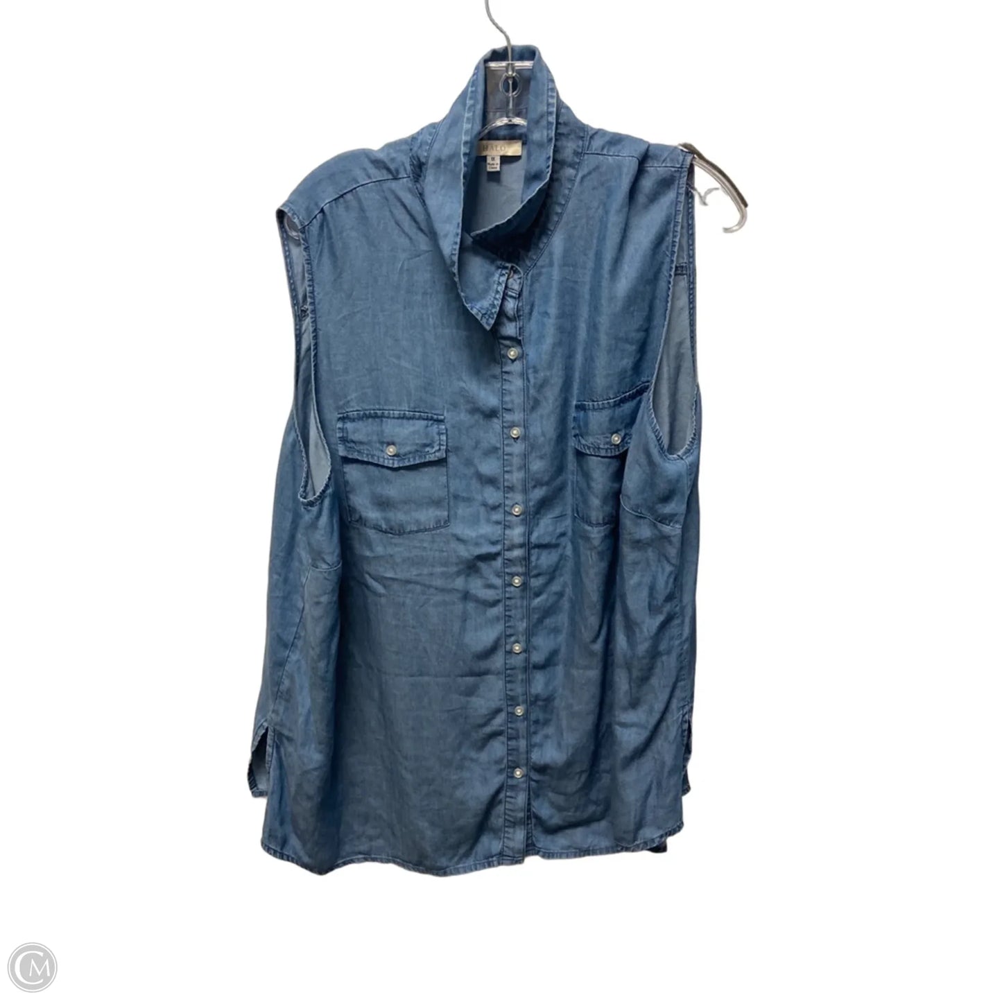 Top Sleeveless By Halo In Blue, Size: 1x
