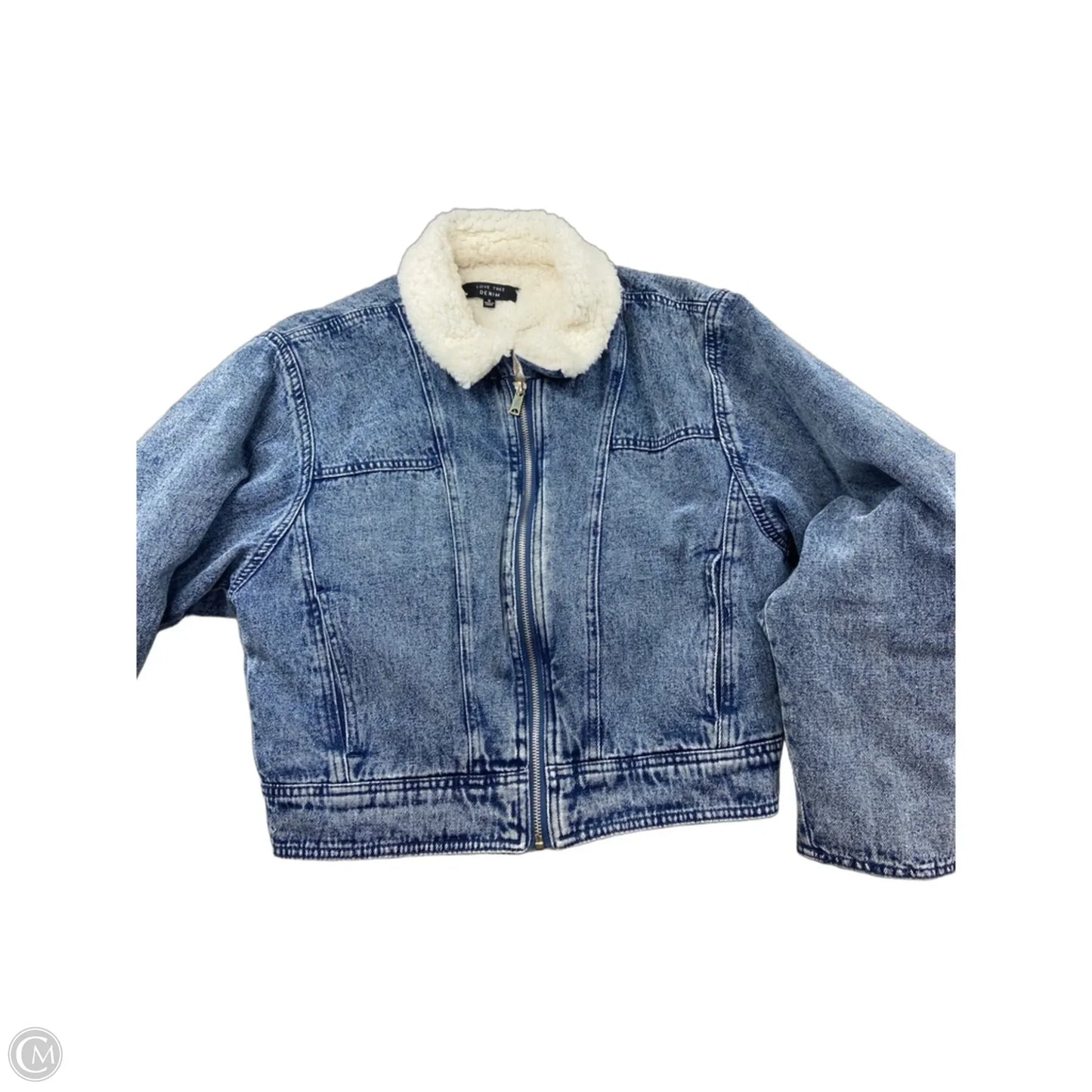 Jacket Denim By Love Tree In Blue Denim, Size: S