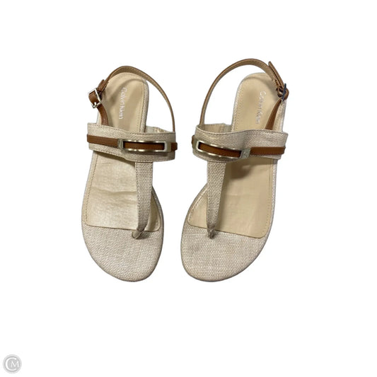 Sandals Flats By Calvin Klein In Cream, Size: 7