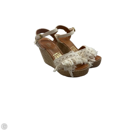 Sandals Heels Wedge By Clothes Mentor In Beige, Size: 6.5