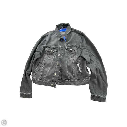 Jacket Designer By Karl Lagerfeld In Grey Denim, Size: L
