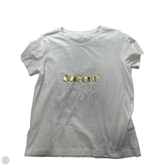 Top Short Sleeve Designer By Kate Spade In White, Size: L