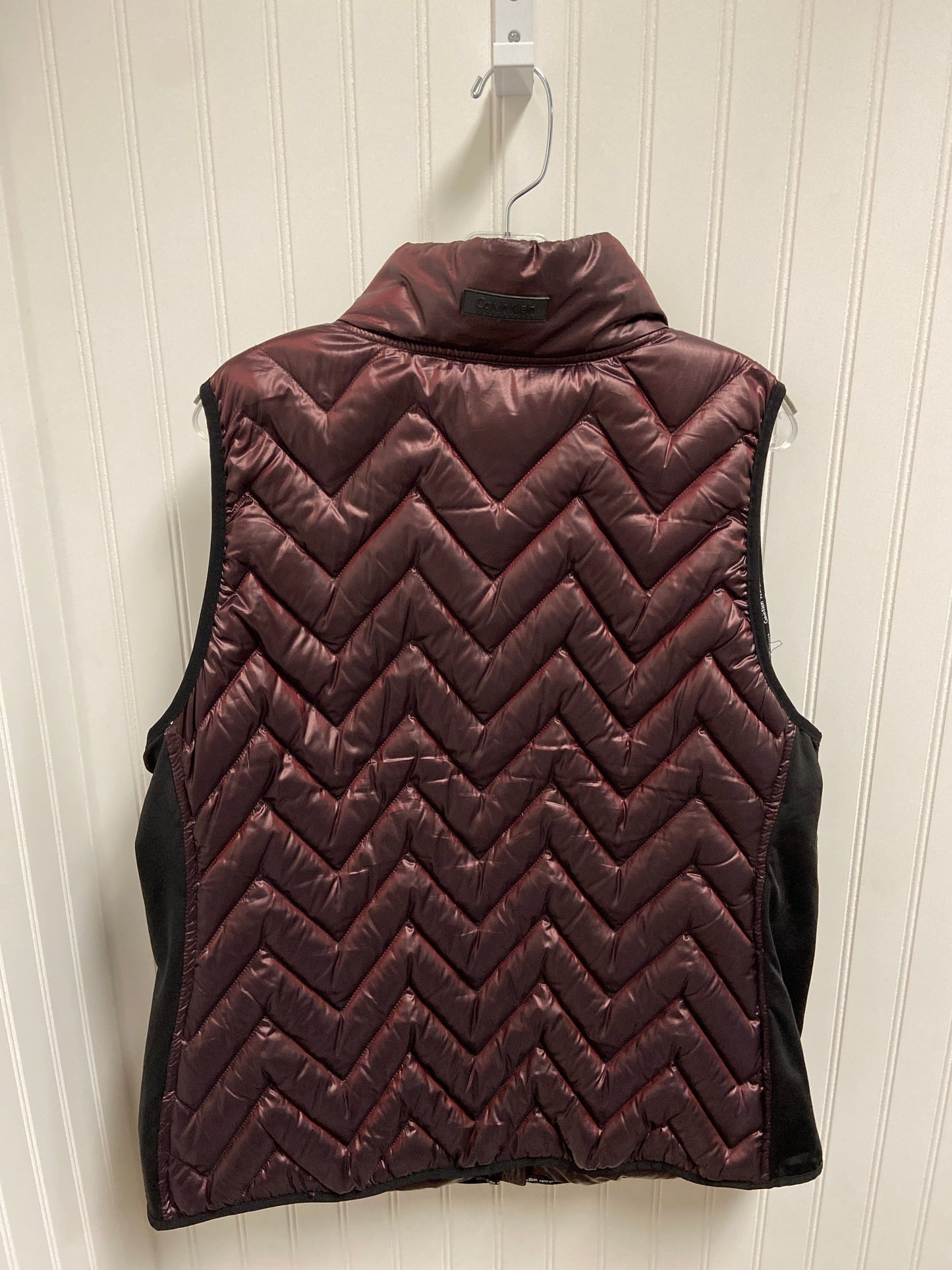 Vest Puffer & Quilted By Calvin Klein Performance In Maroon, Size: 2x