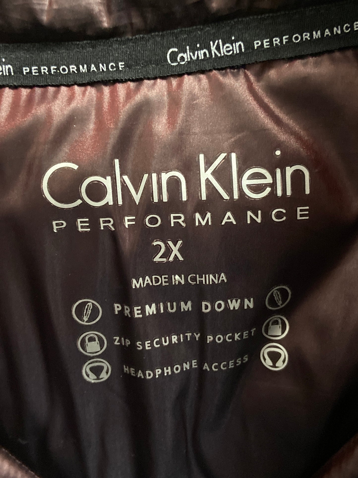 Vest Puffer & Quilted By Calvin Klein Performance In Maroon, Size: 2x